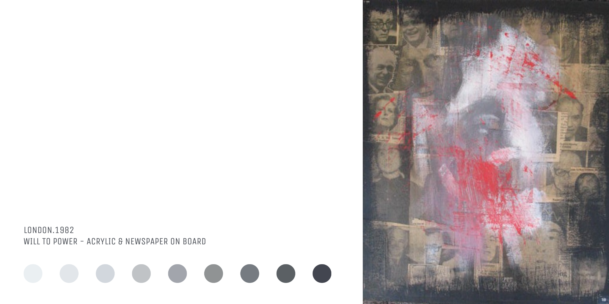 Francis Bacon style head on a background of newspaper cuttings of politicians